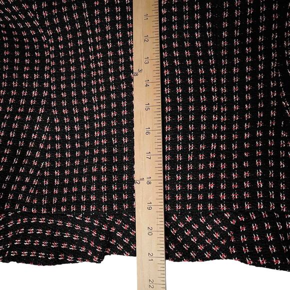 Womens Rena Lange Shawl Collar Lined Ruffle Blazer Jacket Black Patterned Size 8 - Picture 8 of 8